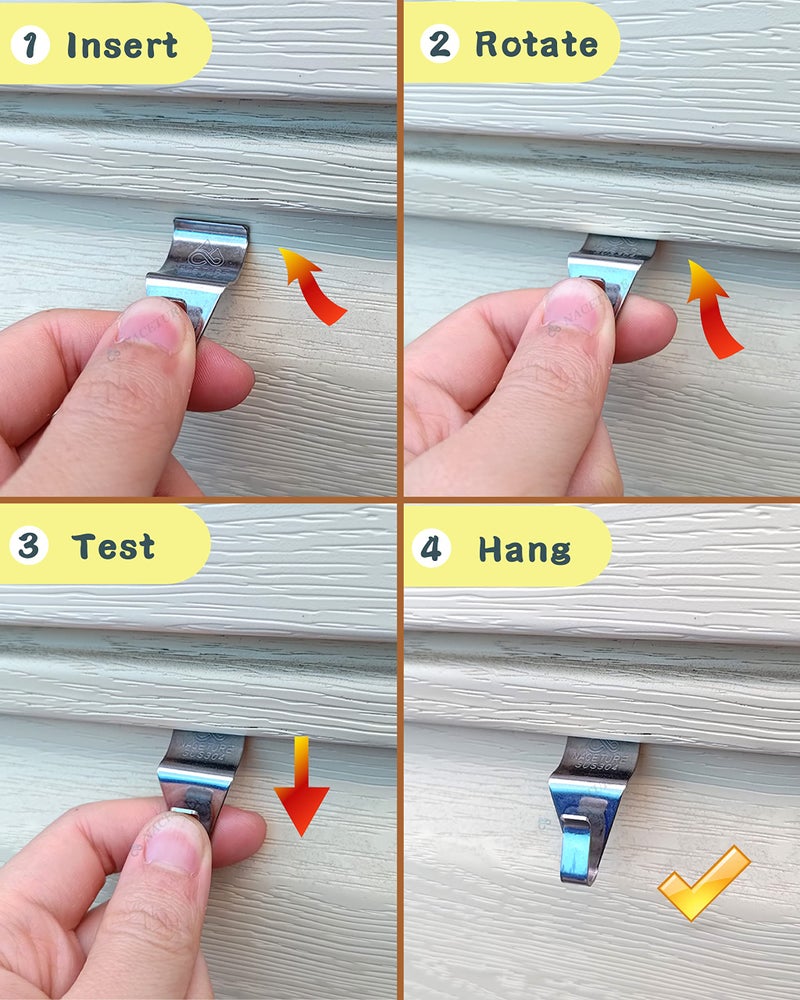 NACETURE Vinyl Siding Hooks Hanger (6 Pack) | No Drill Vinyl Siding Clips for Hanging Outdoor Decor - Image 5